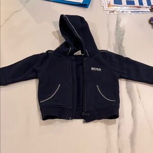 Boss Navy Hooded Zip Sweatshirt for Kids